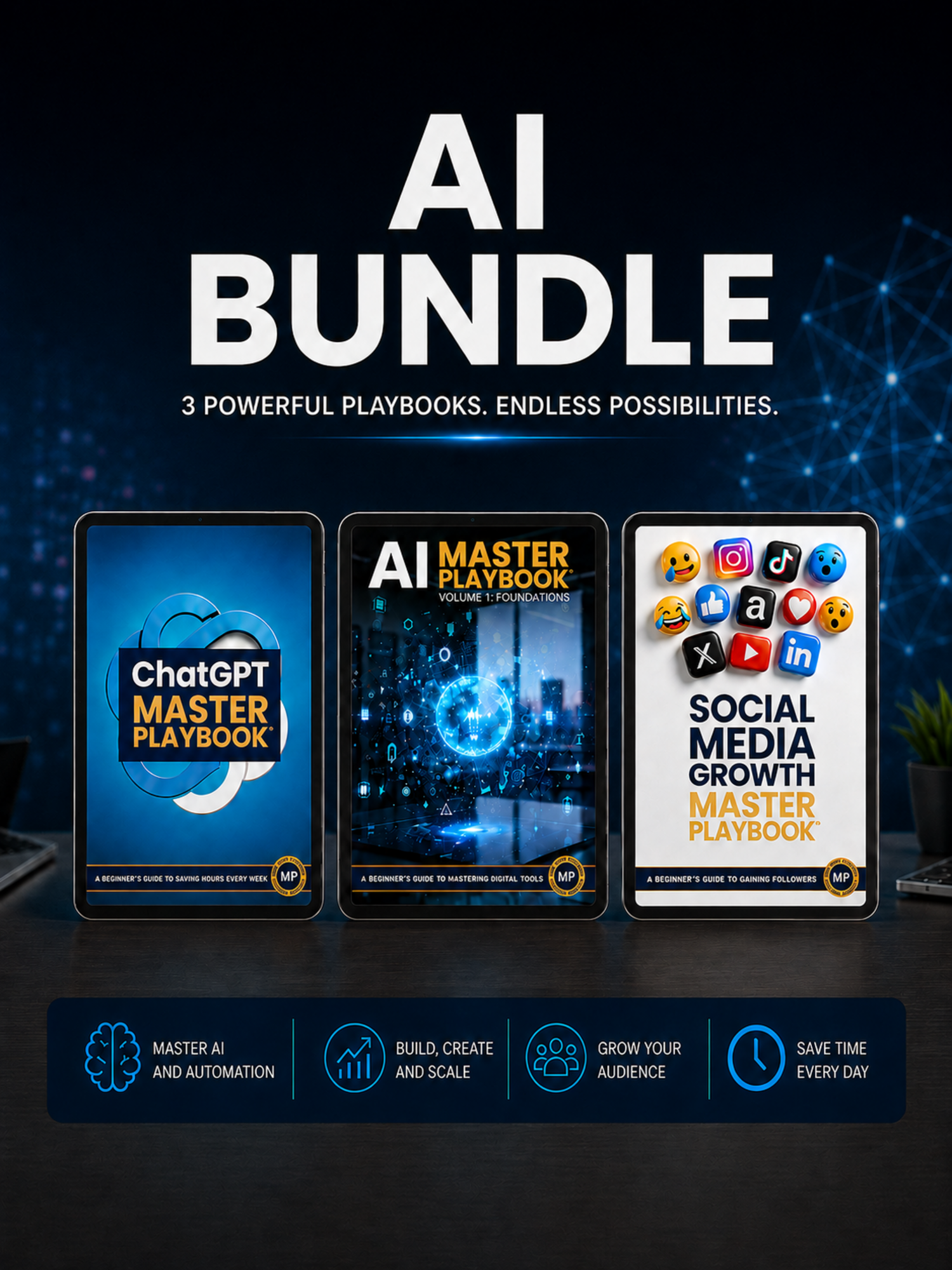 AI Bundle: 3 Playbooks for Work, Writing & Content